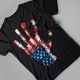 Hand Printed on USA Flag T-Shirt design