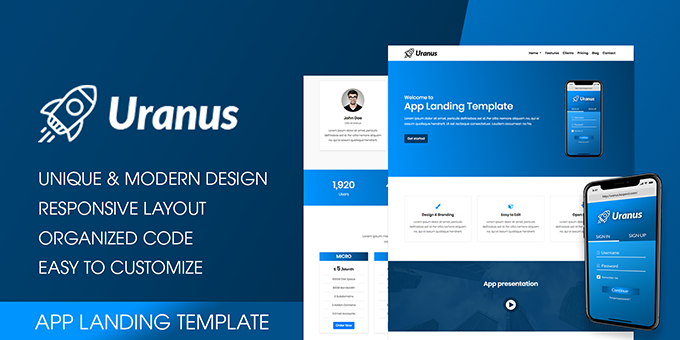 Uranus - App Landing HTML Template