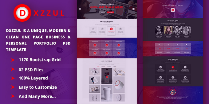 DXZZUL - Business & Personal Portfolio PSD Template