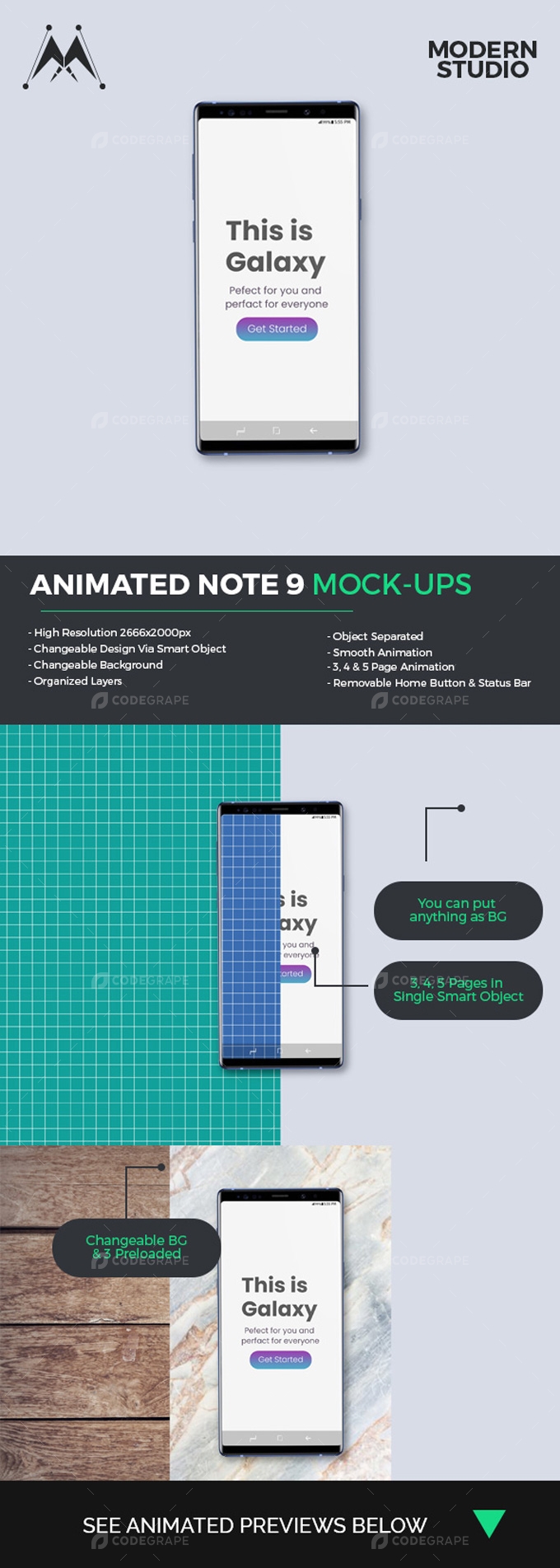 Animated Galaxy Note 9 Mockup