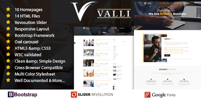 Valli - Corporate and Business One Page Responsive HTML Template