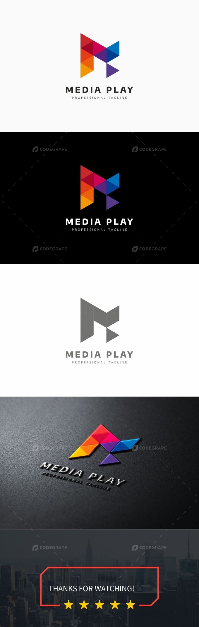 Media Play M Letter Logo