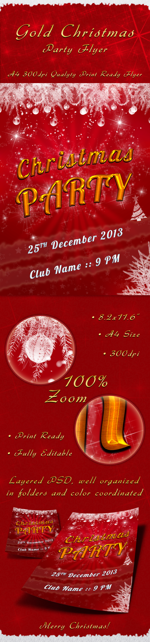 Gold Christmas Party Flyer