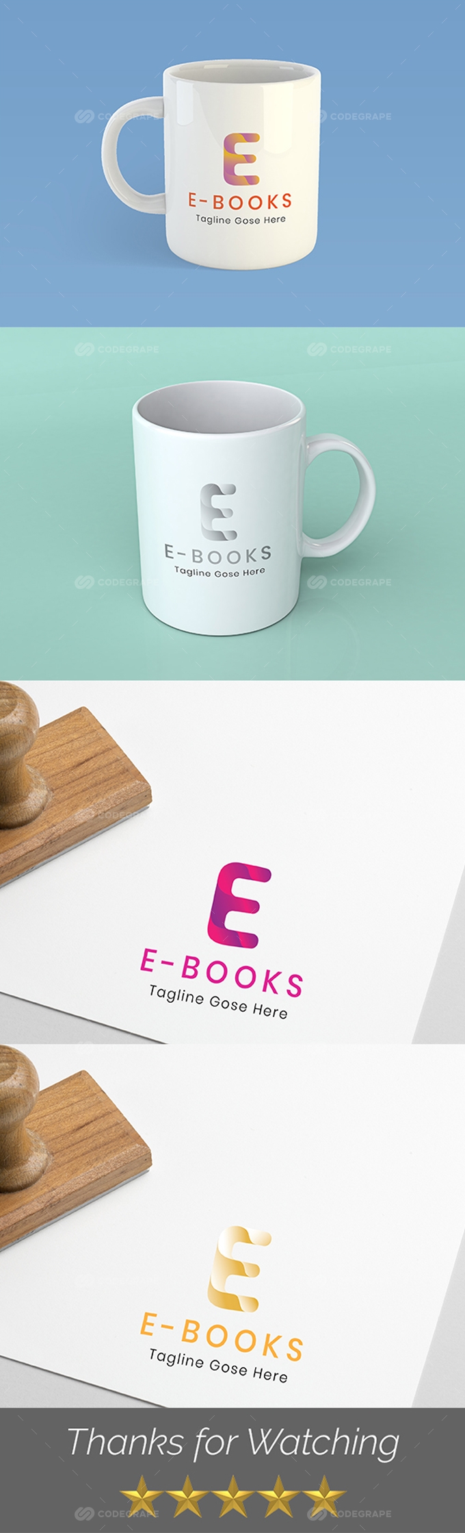 E-books (E) Letter Logo