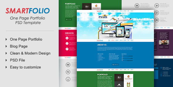 SmartFolio - One Page Portfolio PSD Template
