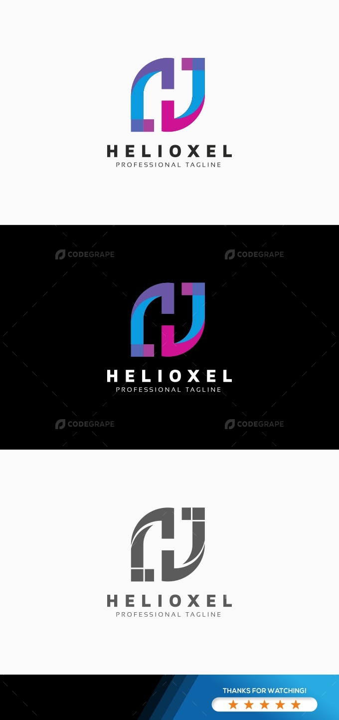 Helioxel H Letter Logo