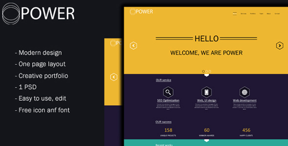 Hexagon - One Page PSD Template