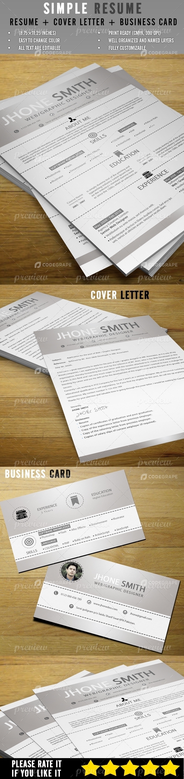 Resume + Cover Letter + Business Card