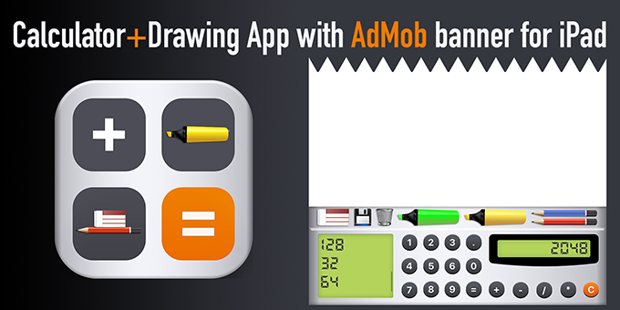 Calculator + Drawing App with AdMob Banner for iPad