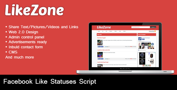 LikeZone - Facebook Like Statuses Script