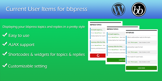 Current User Items for bbpress plugin