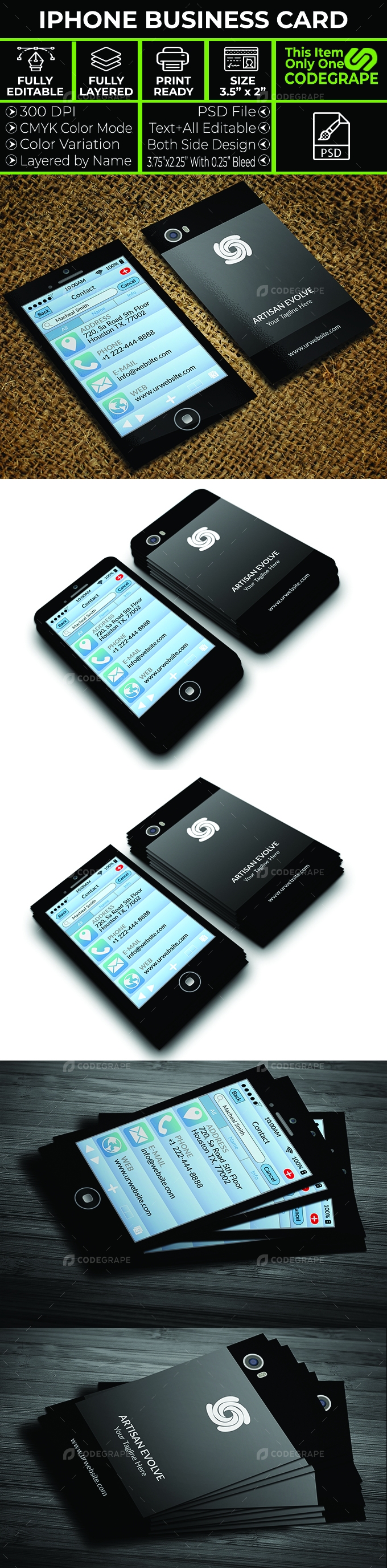 iphone Business Card Design Template