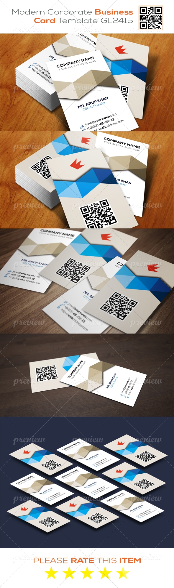 Modern Corporate Business Card Template GL24015