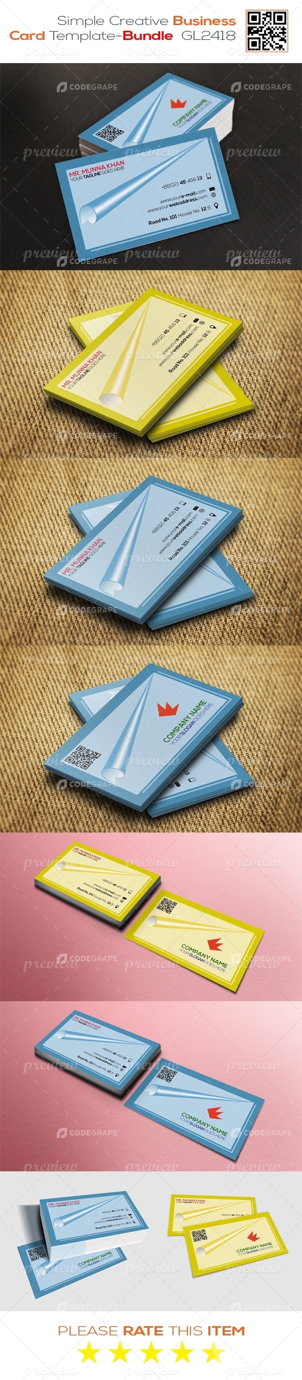 Simple Creative Business Card Template - Bundle GL2418
