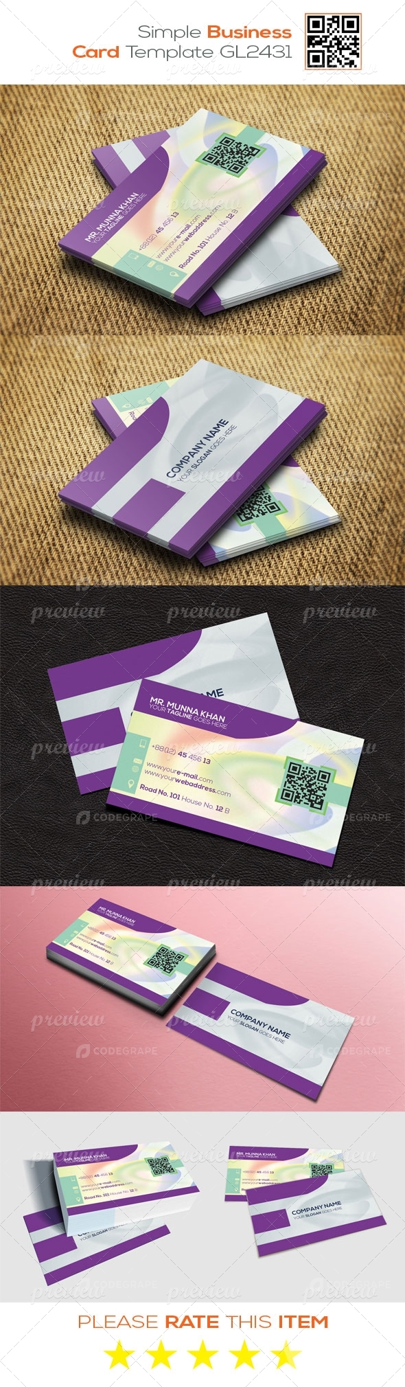 Simple Business Card Template GL2431