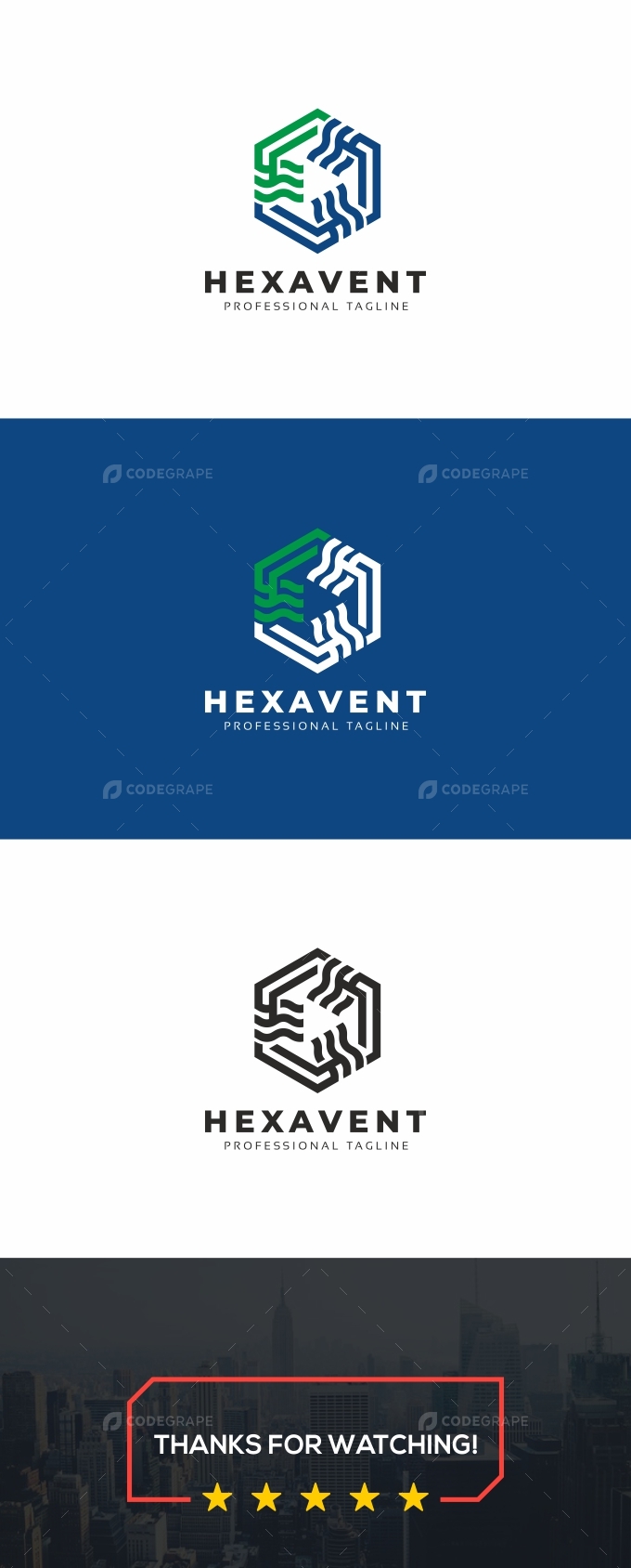 Hexagon Line Cube Logo
