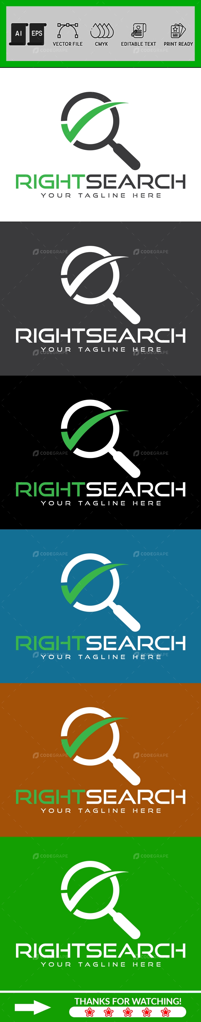 Corporate Right Search Logo Design Template
