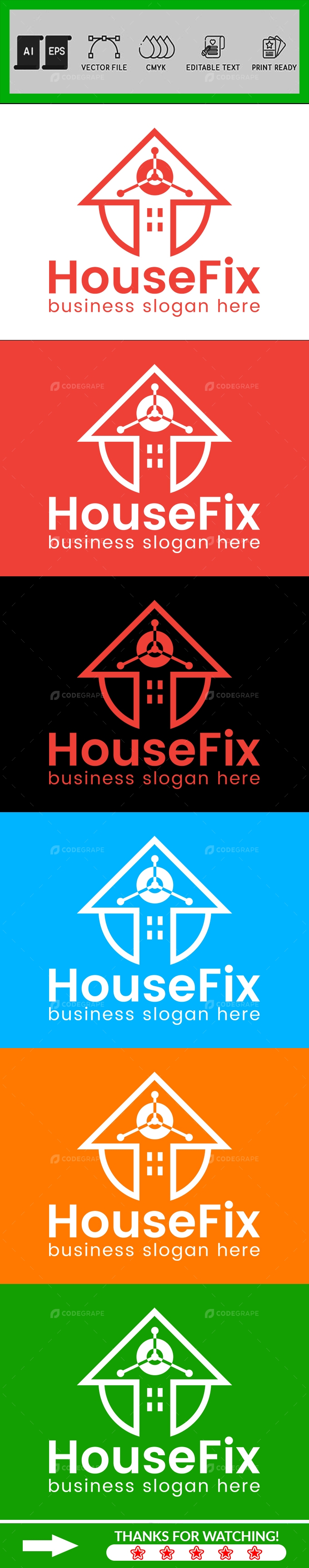 House Fix Home Fixing Logo Design Template