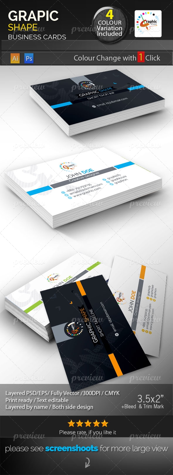 Graphic Shape Corporate Business Cards