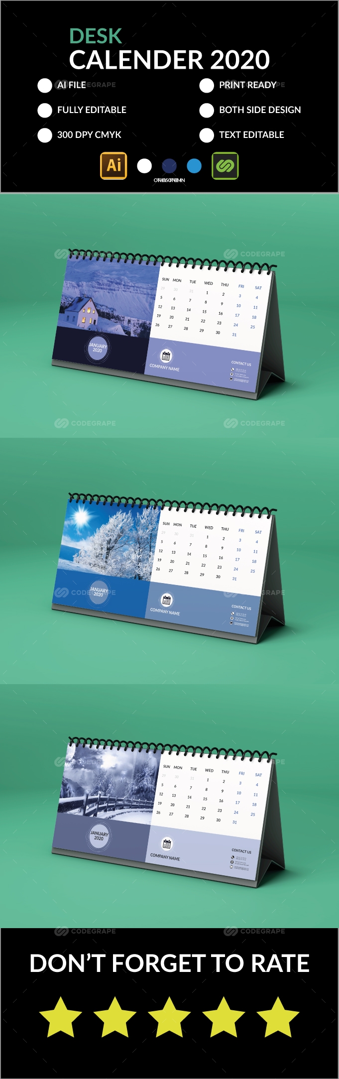 Desk Calendar 2020
