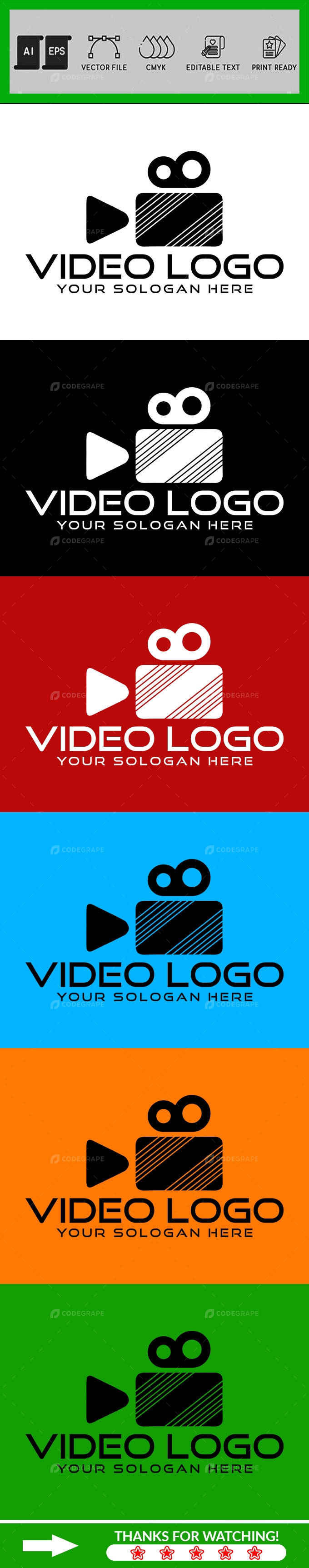 Video Camera Broadcast Film Logo Design Template