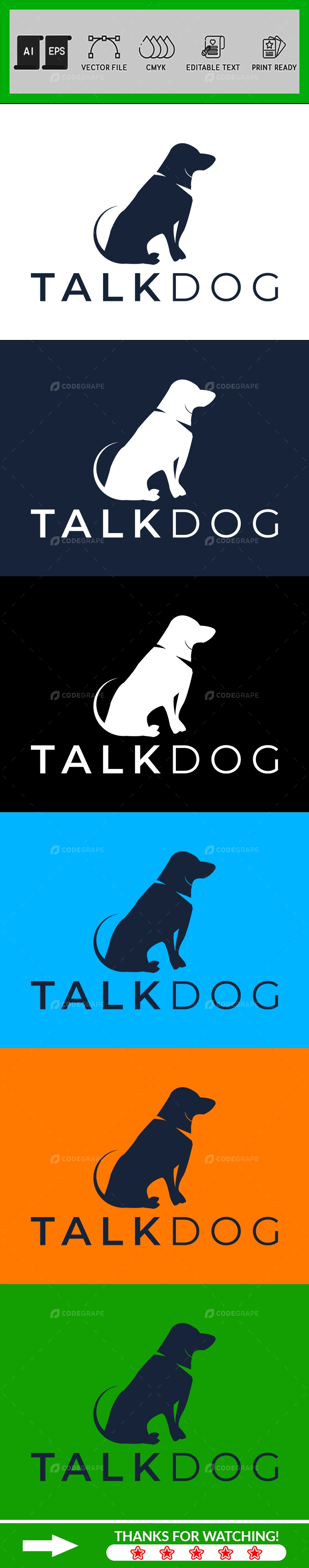 Minimalist Pet Dog Logo Design Template