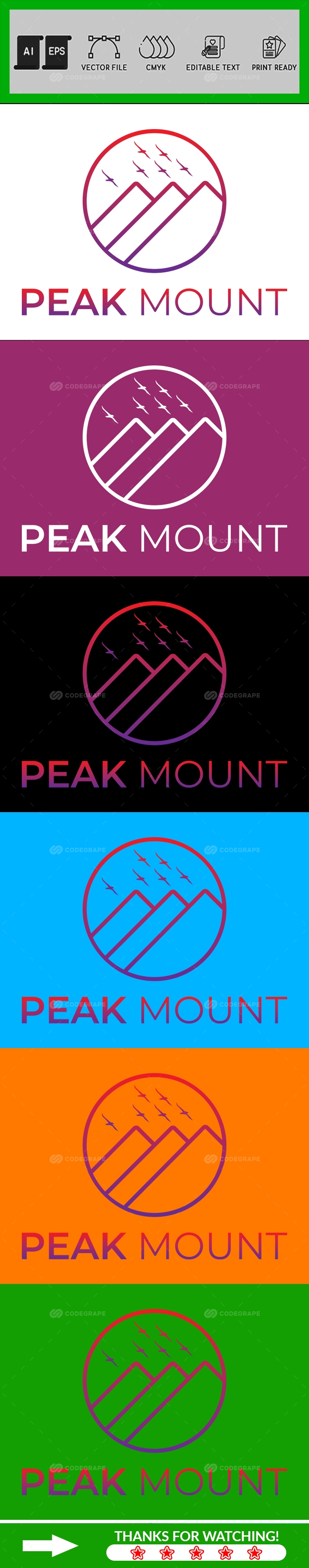 Minimalist Mountain Logo Design Template
