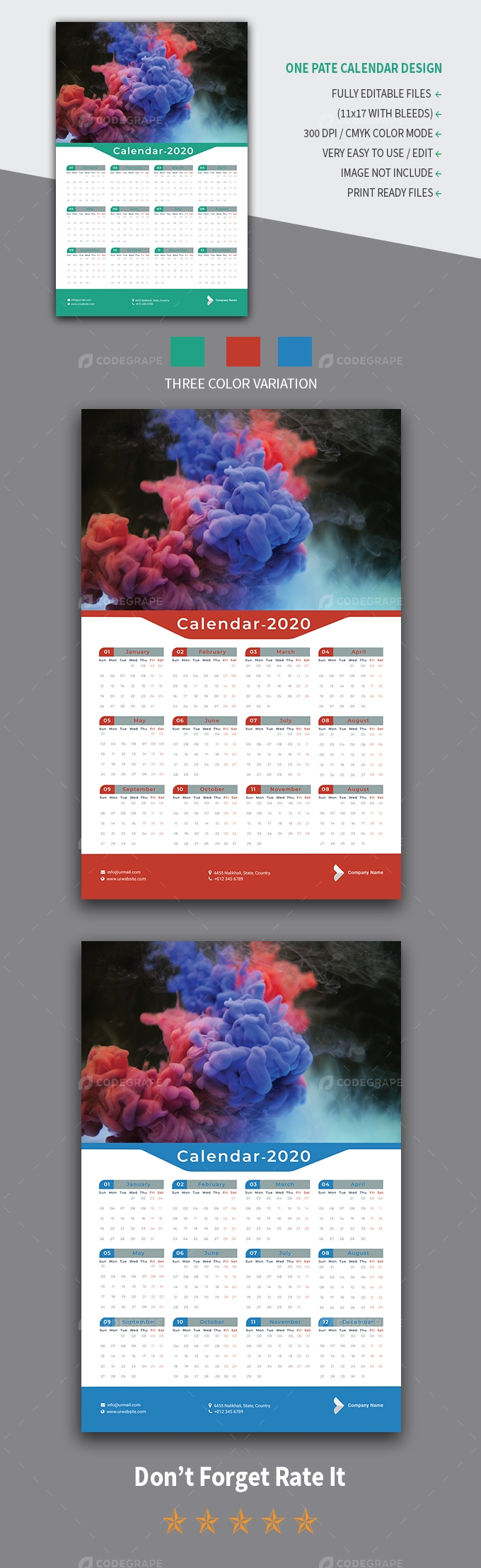 One Page Wall Calendar Design