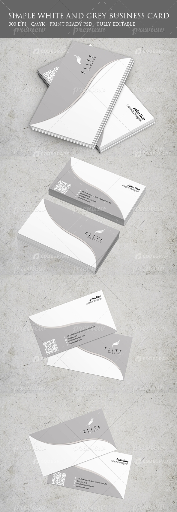 White & Grey Business Card