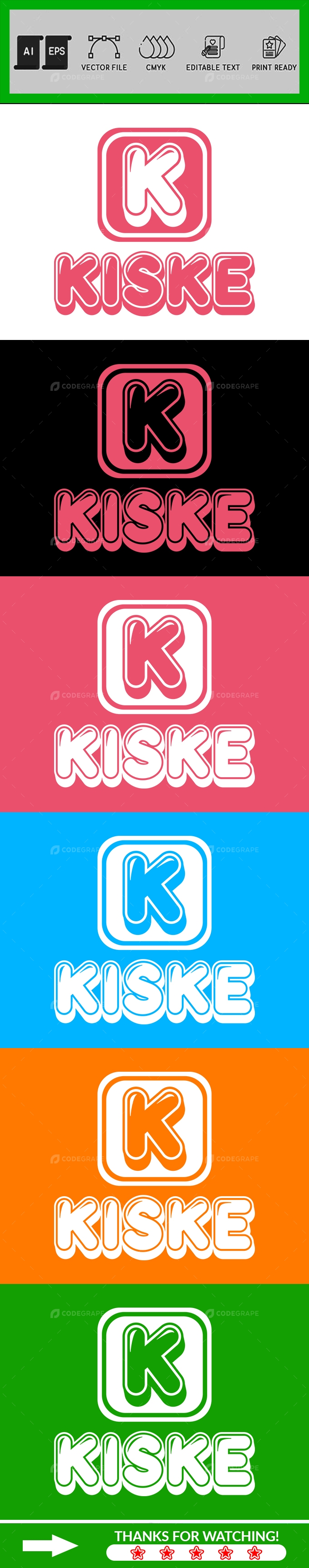 Kiosk K Letter Logo Design Template