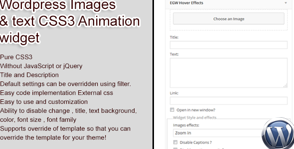Wordpress Images,Text Hover CSS3 Animation Widget