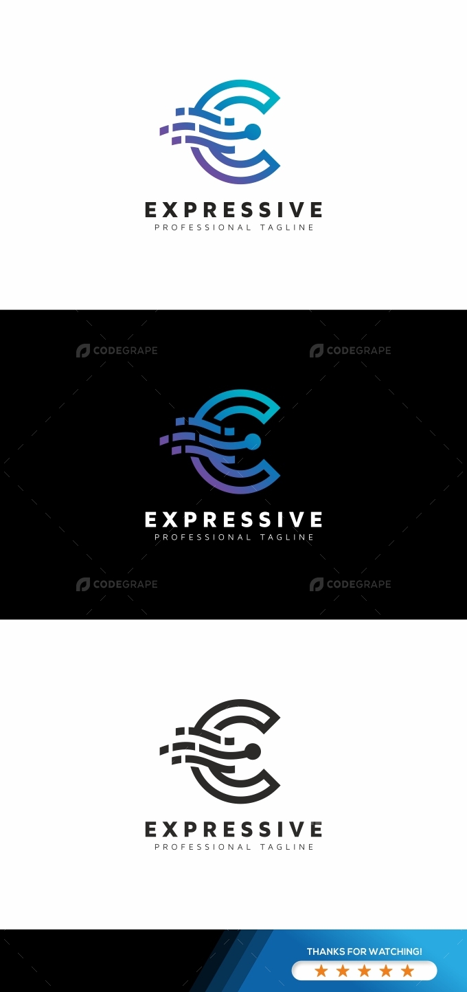 Expressive E Letter Logo