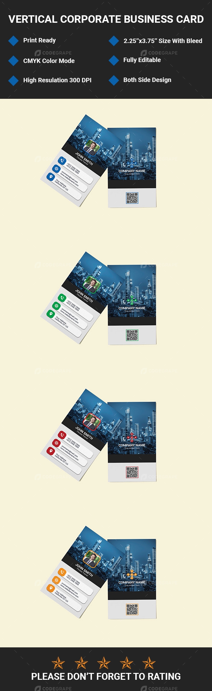 Vertical Corporate Business Card
