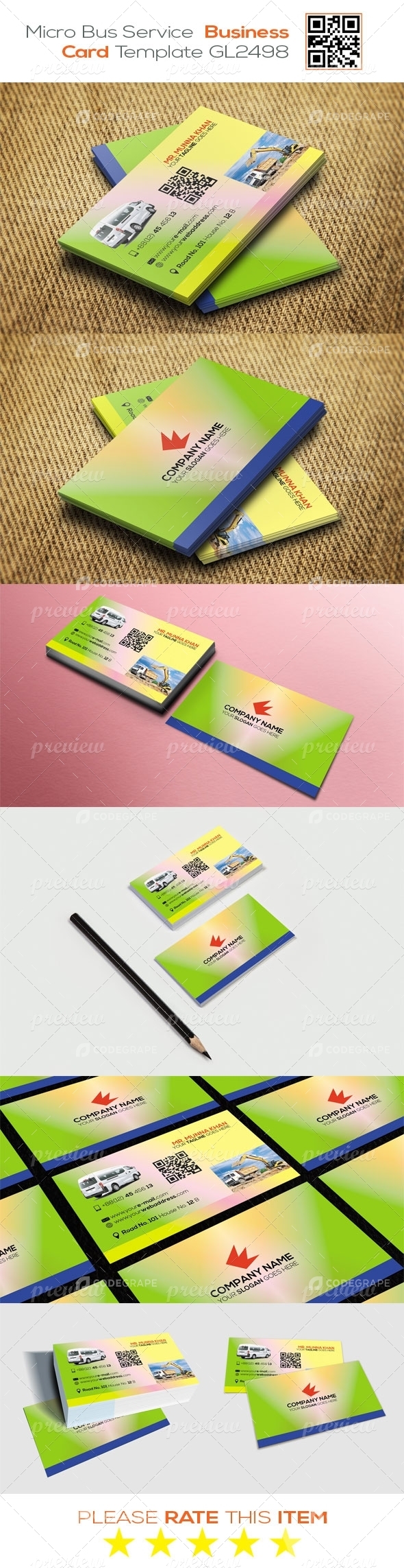 Micro Bus Service Business Card Template GL2498