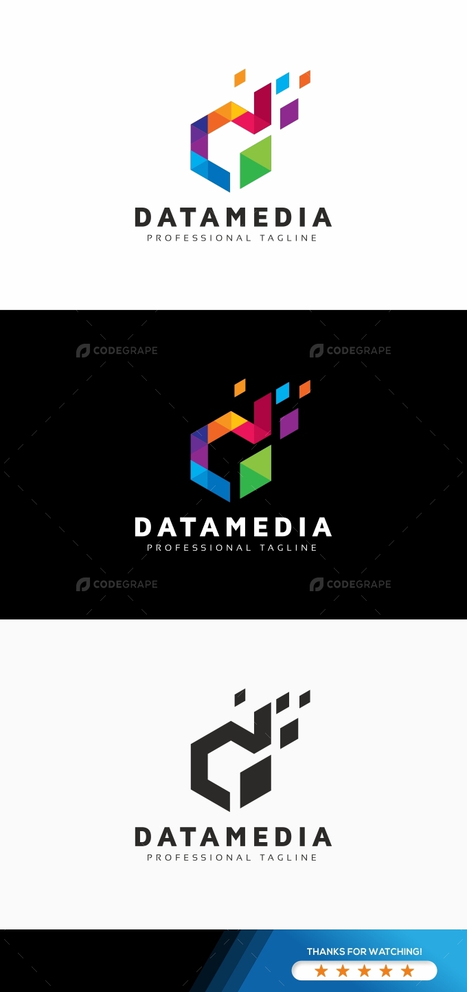 Datamedia D Letter Colorful Logo