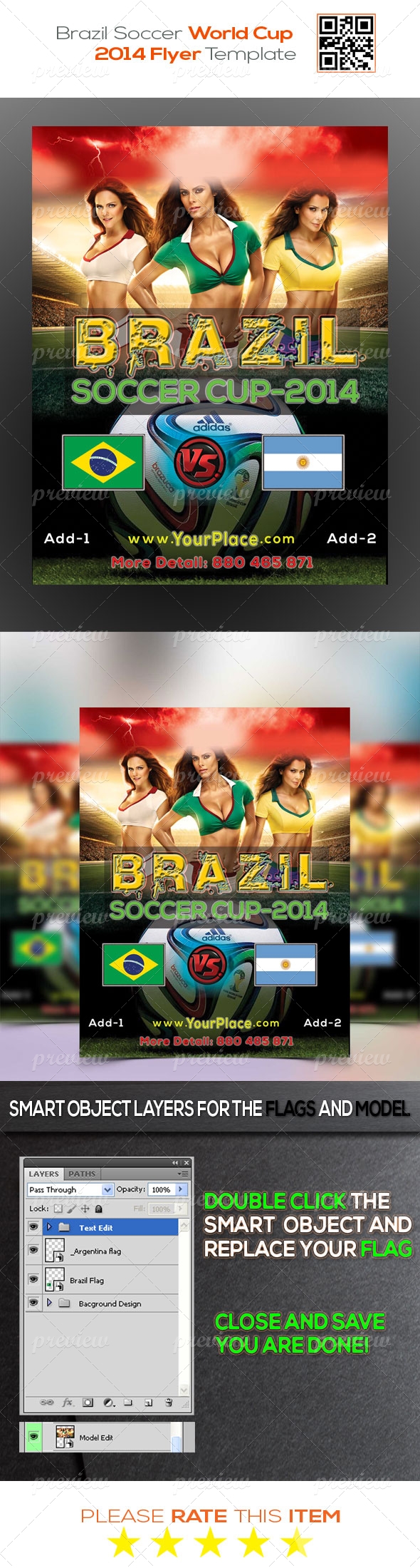Brazil Soccer World Cup 2014 Flyer Template GL2531