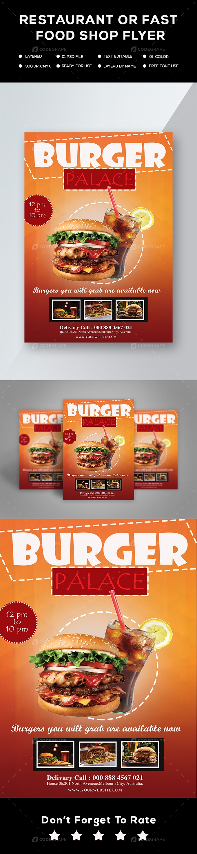 Classic And Trendy Restaurant Or Fast Food Shop Flyer