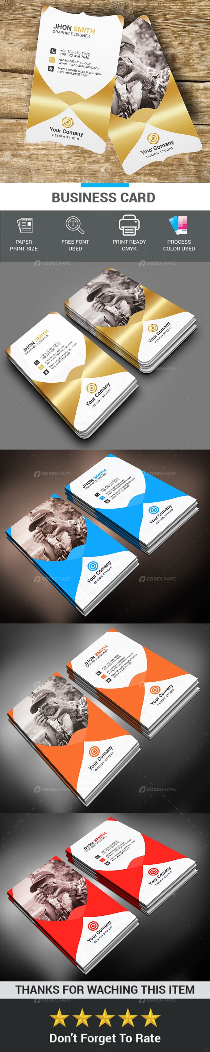 Vertical Photography Business Card