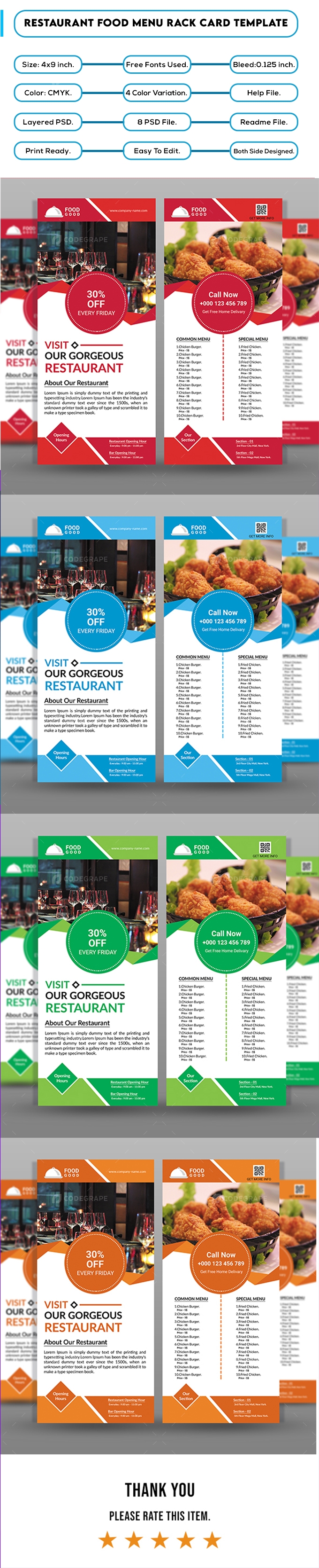 Restaurant Menu Card