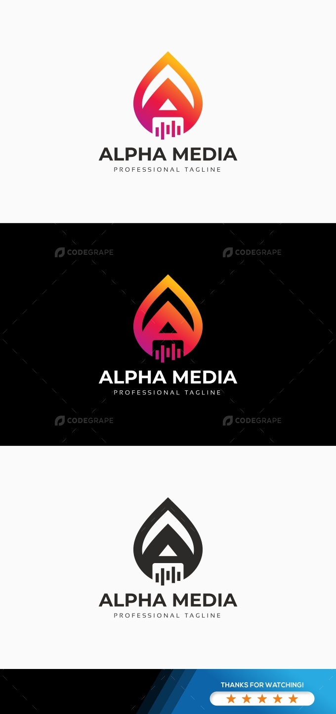Alpha Media A Letter Logo