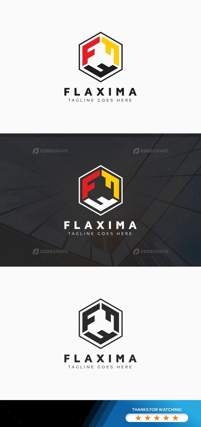 F Letter Hexagon Logo