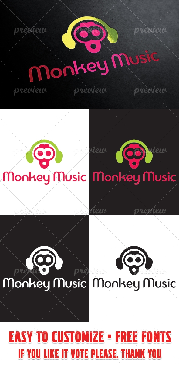 Monkey Music Logo Template