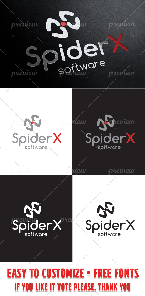 Spider X Application Logo Template