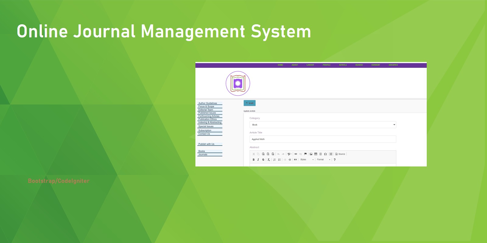 Online Journal Management System In PHP MySQL Code