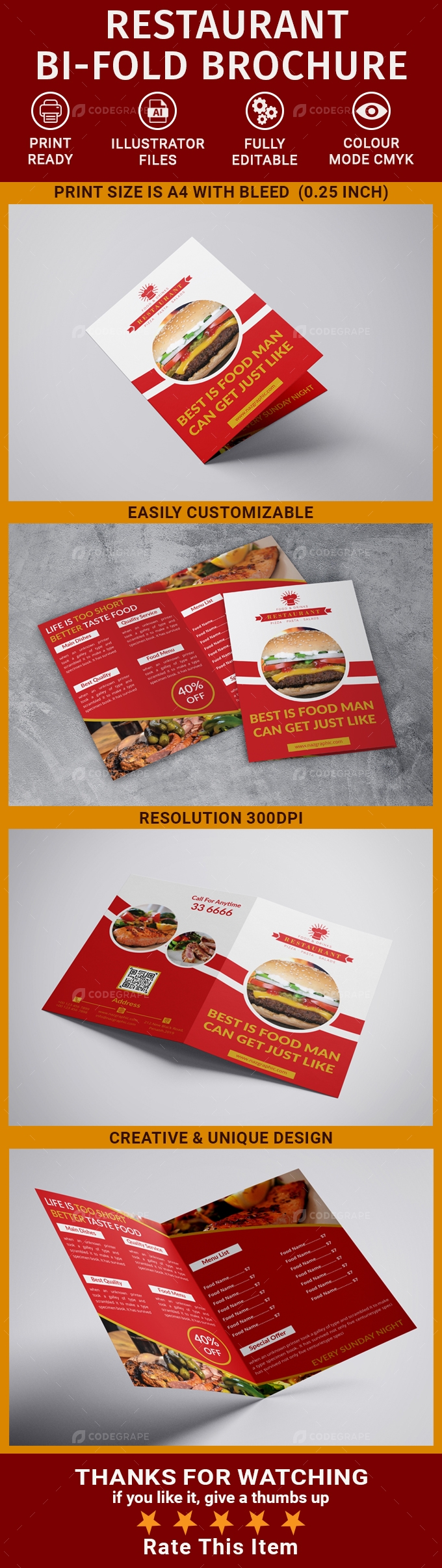 Restaurant Bi-Fold Brochure