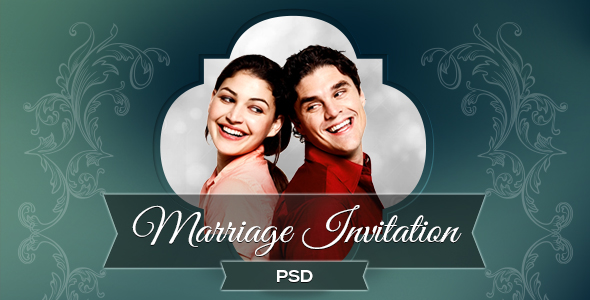 Marriage Invitation Single Page Bootstrap PSD Template