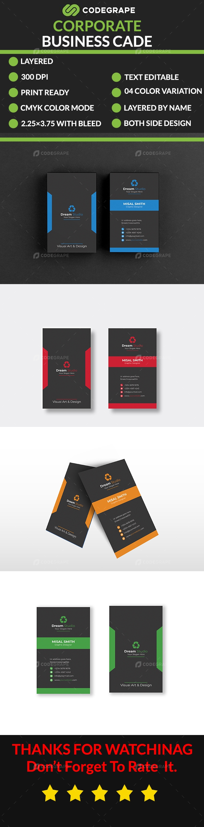 Corporate Vertical Business Card
