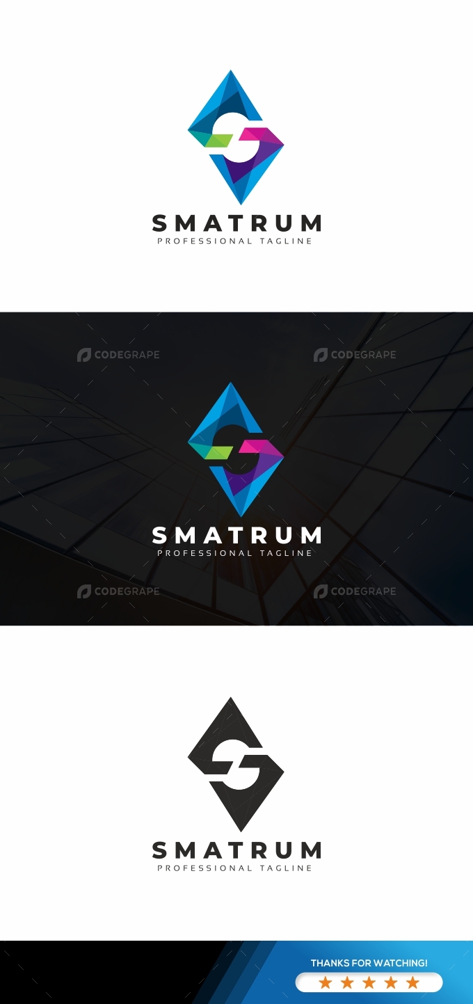S Letter Polygon Colorful Logo