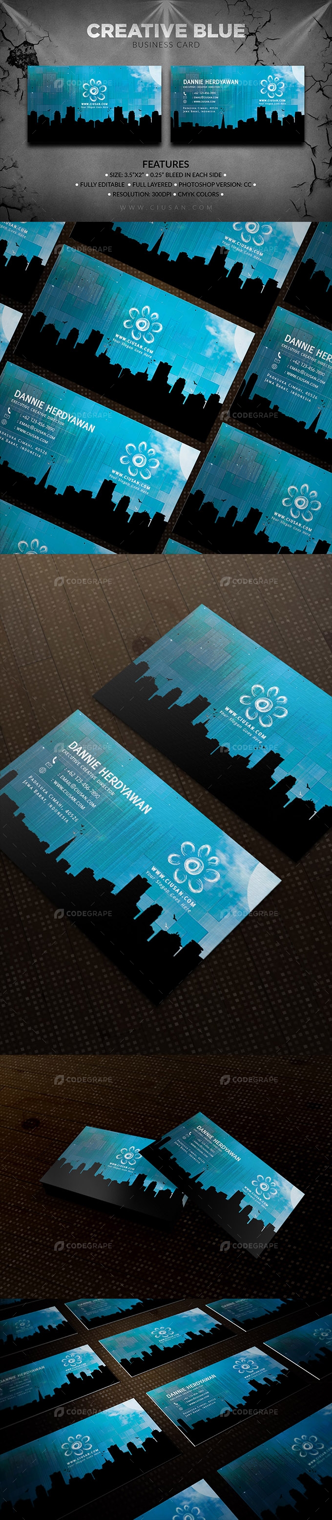 Creative Blue Business Card