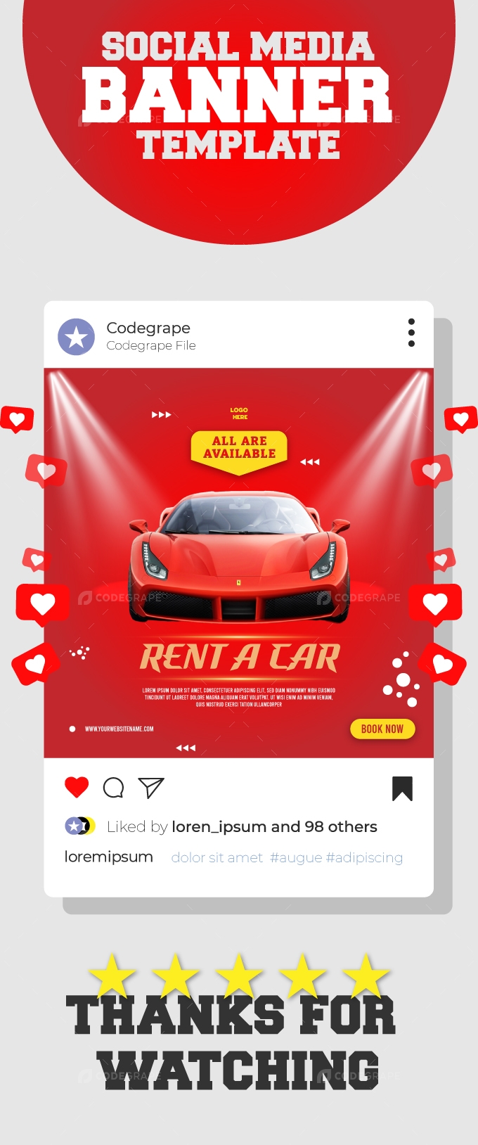 Car Rent Promotional Social Media Banner